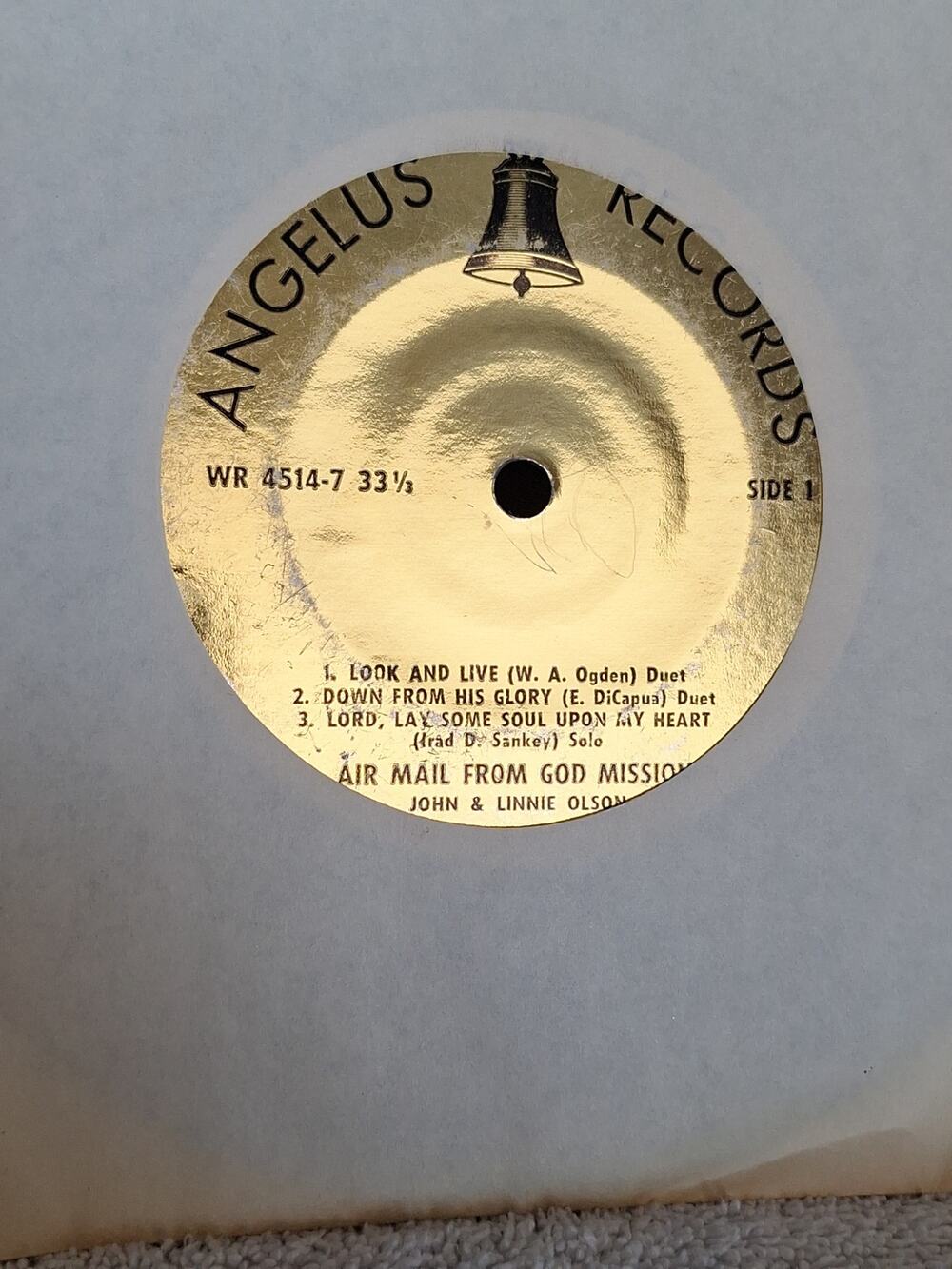 John & Linnie Olson Air Mail From God Mission LP Angelus WR 4514-7 Gospel